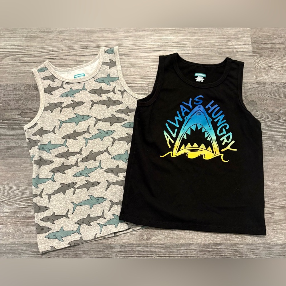 2-Pack Boys Shark Graphic Tank Tops - Size 4/5